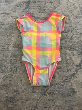 Cat & Jack Neon Plaid Leotard - Pink, Yellow, Aqua